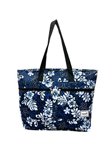 Hawaiian Print Double Zipper Tote Bag