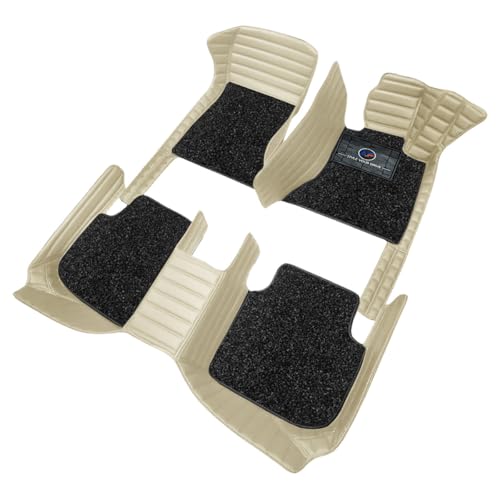 Image of Autofurnish Premium 9D Car Mat Full Set for Mahindra XUV 3XO (Automatic) 2024 || Luxury Leather Dual-Stitch Full Set 9D Car Floor Mat || 100% Waterproof || Color : Beige Beige