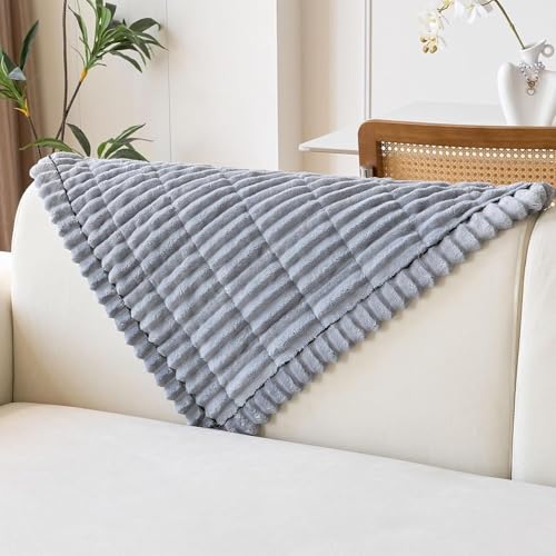Housse de canapé d angle gris 60x90 cm lot de 2 pièces pour accoudoir et protection de salon - 4