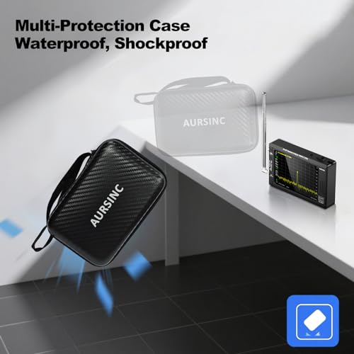 AURSINC 4 Inch Hard EVA Protective Case - Waterproof Shockproof Storage Bag with Carry Strap, Foam Divider, Secure Fit for for NanoVNA H4 Vector Network Analyzer and TinySA Ultra Spectrum Analyzer