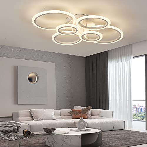 Plafonnier LED moderne blanc Φ80cm géométrique circulaire dimmable avec télécommande - 6