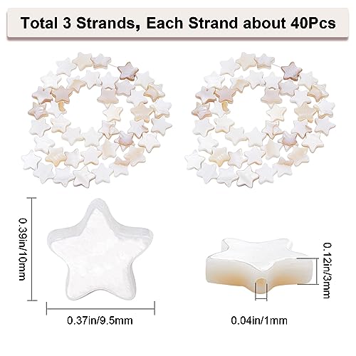CREATCABIN 1 Box 120Pcs Creamy White Star Beads Natural Freshwater Shell Loose Beads Mother of Pearl Beads Strands Polished Shell Spacer Beads Fully Drilled for DIY Bracelet Necklace Jewelry Making - Image 2