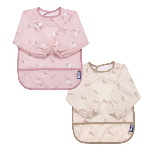 Image of BIBaDO Mess Proof Baby Bib, 2 Pack Long Sleeve Bib, 6 month - 3 Years, Waterproof Bibs for Toddlers, Machine Washable