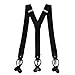Men's Y Back Suspenders with Strong Clips&Leather Joint& Button End Strap& Heavy Duty (Black)