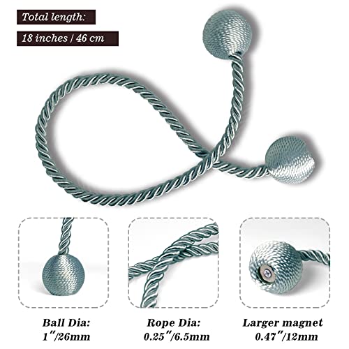 image for Hion Magnetic Curtain Tiebacks Gray Blue 4 Pack, Curtain Tiebacks Buck