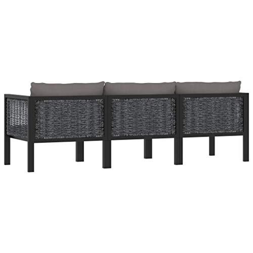 Patio Furniture Canapé 3 places avec coussin Anthracite Polyrotin – Image 5