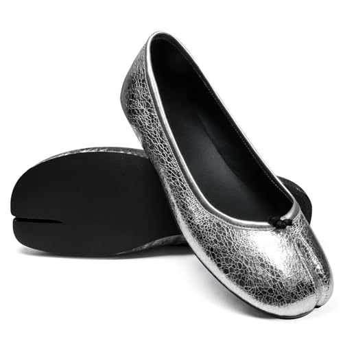 Image of VBDB Tabi Ballet Flats Shoes for Women Rounde Toe Wide Width Split Toe Low Heel Comfortable Flats Shoes