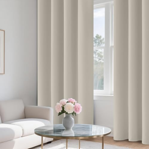 Image of COSVIYA 100% Stone Blackout Curtains for Kids Room 63 Inches Length | Room Darkening Light Blocking Drapes for Bedroom, Grommet Thermal Insulated Window Panels with Black Liner, W52xL63,2 Panels