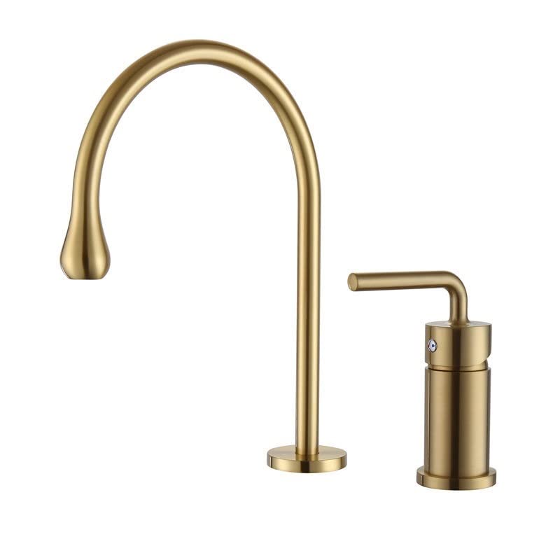 Robinet de lavabo or brossé mitigeur eau chaude froide en laiton à double trou pour salle de bain