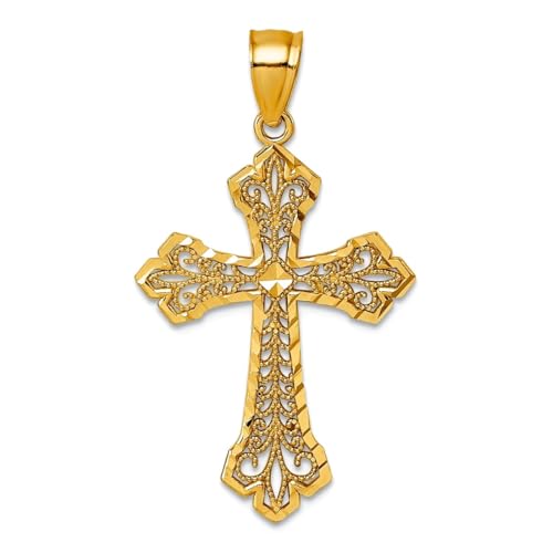 Pendentif croix en or jaune 14 carats cadeau de baptême et communion traditionnel