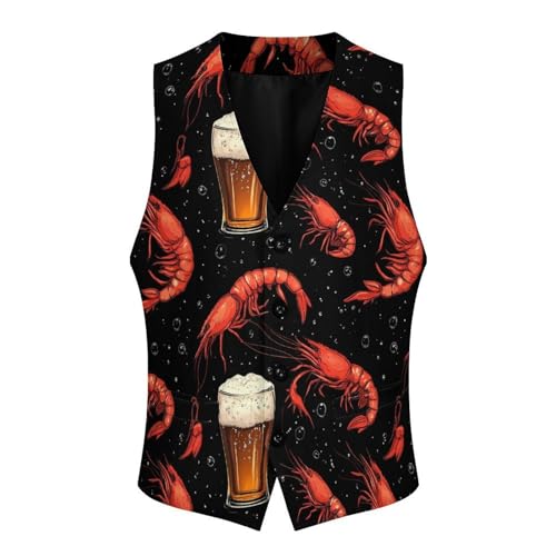 Shrimps Beer Men's Suit Vests Business Formal Dress Vest V-Neck Waistcoat for Wedding Casual4