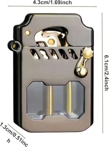 Mechero Retro Metal Rocker Reutilizable Gris miniatura 5