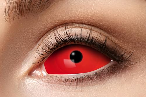 Zoelibat Eyecatcher - Red Eye - Rote Sclera Kontaktlinsen 22mm 6-Monatslinsen mit Aufbewahrungsbehälter Effektvolle Halloween & Cosplay Linsen - Ohne Sehstärke