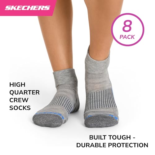 Image of Skechers Women's 8-pack Work Collection High Quarter Crew Socks, Extra Cushion & Mesh Ventilation
