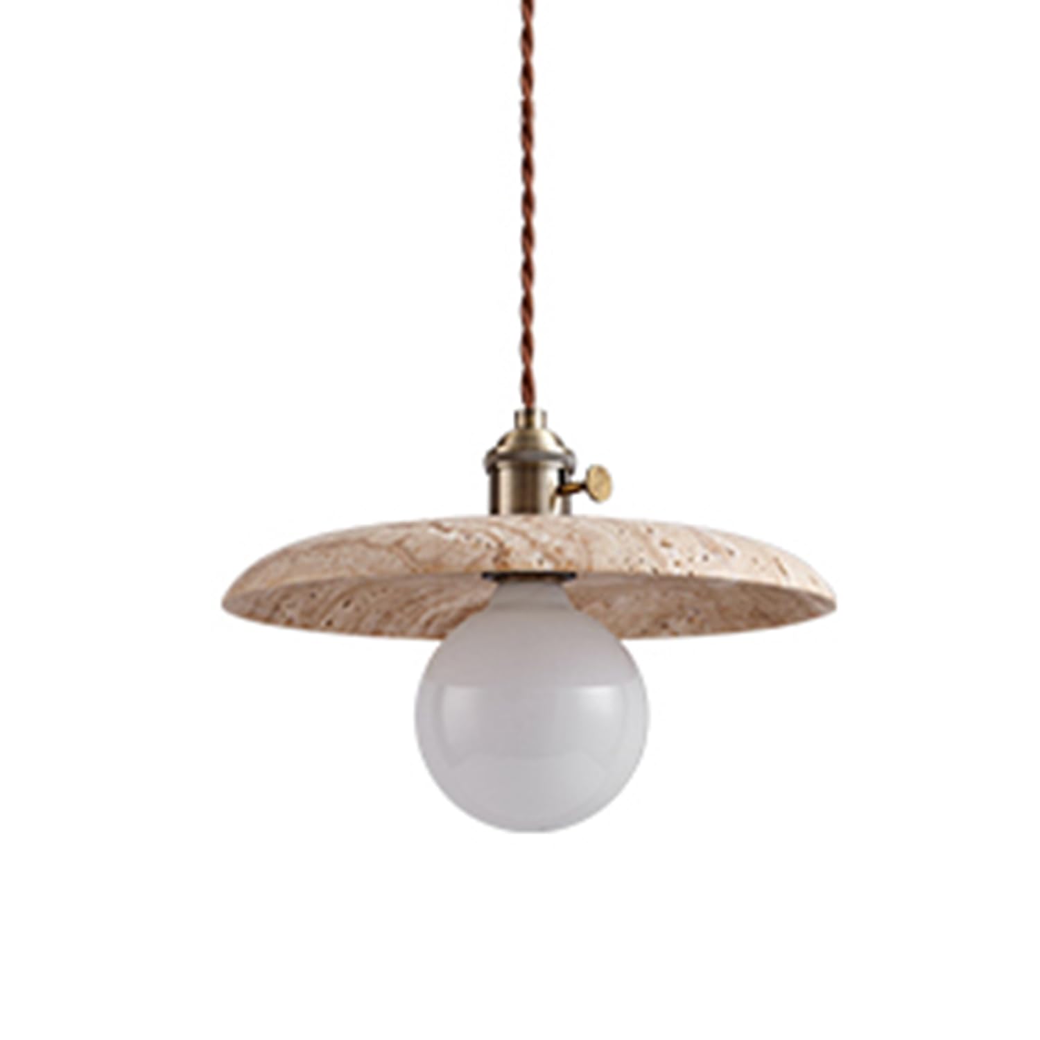 MTNROO Wabi-sabi Style Vintage Hanging Lamp Old Style Travertine Pendant Lighting Fixture Mid Century Creative Chandelier E27 Single Head Natural Ceiling Light Shade for Foyer Living Room Indoor