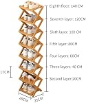 Comeon Space Saving Wooden Shoe Rack, Single Row Standing Shoe Organizer for Entryway Closet Bedroom No Assembly Required (Brown 7 Layers)