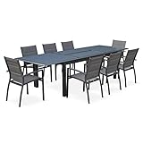 Alice's Garden - Conjunto de Mesa de jardín con Sus sillas, Aluminio, 8 plazas, Gris Oscuro/Estructura Antracita, Philadelphie