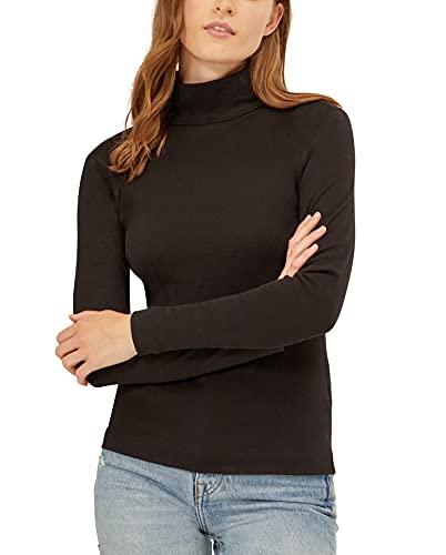 Three Dots womens Essential Heritage Long Sleeve Turtleneck Top T Shirt, Black, X-Large US