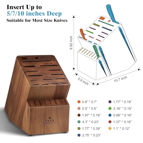 ENOKING Knife Block Without Knives, X-Large Knife Holder, 25 Slots Wooden Universal Knife Block, Kitchen Knife Holder for Knives and Poultry Scissors/Sharpening Steel Storage - Image 6
