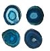 Natural Sliced Dyed Agate Coaster with Rubber Bumper Set of 4 (Q.1 Teal, 3.5-4")