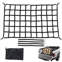 Ladungssicherungsnetz,Cargo Net,Luggage Net for Trailers,Ca. 127x106cm,Rissfest,4 Gurte,Geeignet Für Lkws,Anhänger,Pickup-Trucks,Suvs Usw.,Schwarz