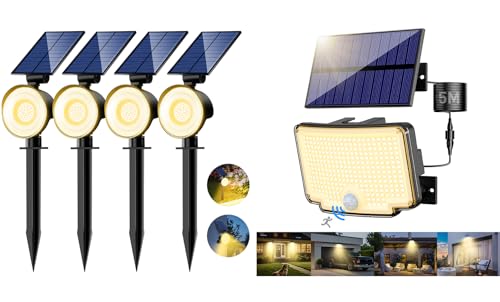 Détecteur de mouvement 318 LED et spot solaire extérieur nipify à haute luminosité