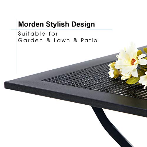 Sophia & William Metal Outdoor Dining Table, Square Mesh Patio Table with 1.57" Umbrella Hole, Coffee Bistro Table for Garden Lawn, 37"x 37" - Thumbnail 7