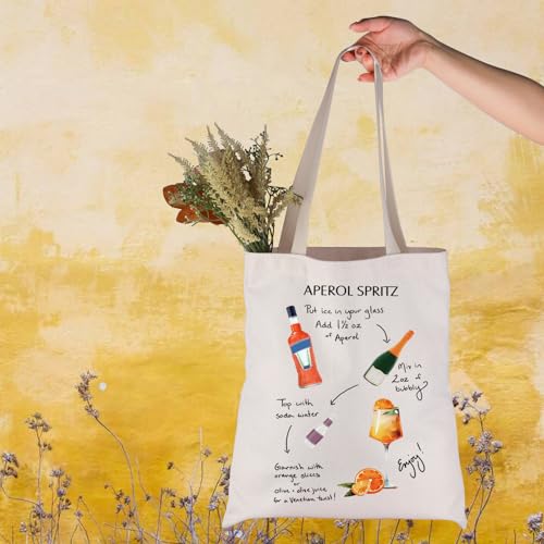 JNIAP Cocktail Lover Gift Aperol Spritz Bar and Recipe Tote Bag Cocktail Recipe Bundle Gift