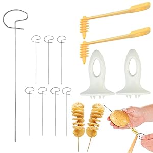 WENRERO Spiraal Chips Aardappelsnijder Herbruikbare Aardappeltorensnijder Handleiding Gedraaide Aardappelsnijder Roestvrij Staal Tornado Slicer voor Aardappeltoren, Barbecue, Gebakken, Verzamelen, Partij, Camping, Familie, Keuken