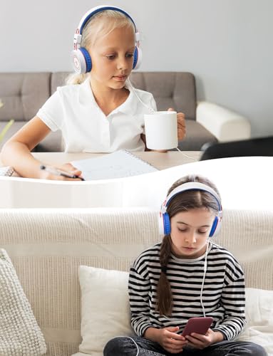 Image of New Bee Kids Headphones for School with Microphone KH20 HD Stereo Safe Volume Limited 85dB /94dB Foldable Lightweight On-Ear Headphone for boy Mac /Android /Kindle /Tablet /Pad