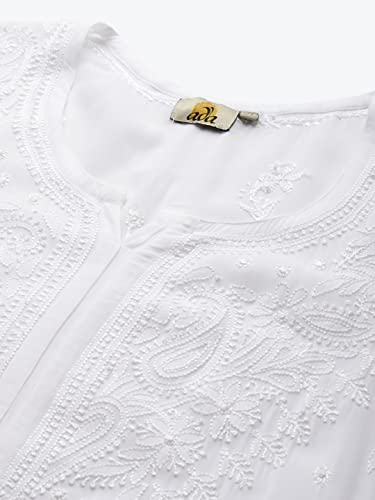 Image of Ada Hand Embroidered Lucknowi Chikankari Viscose Georgette Kurta Kurti for Women A411185