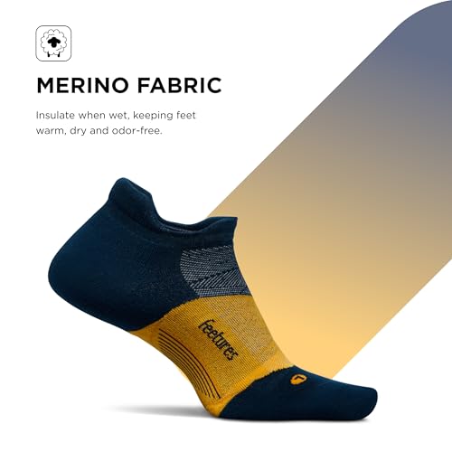 Image of Feetures Merino 10 Max Cushion No Show Tab Ankle Socks - Wool Socks for Women & Men - (1 Pair)
