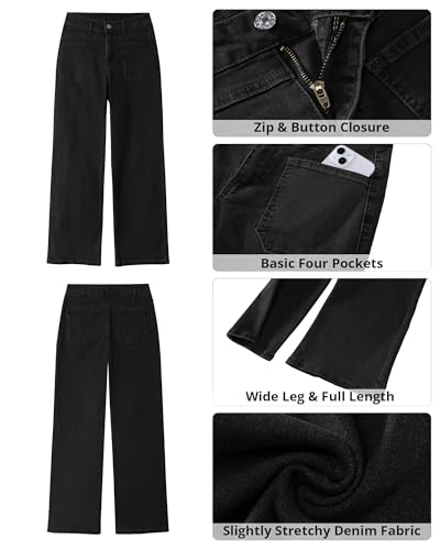 GRAPENT Wide Leg Jeans for Women Trendy High Waisted Loose Straight Leg Stretchy Retro Denim Pants with Pouch Pockets - Image 6