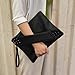 NIGEDU Fashion Women Clutches Rivet PU Leather Crossbody Bag Envelope Clutch Purse with Hand Strap (Black)