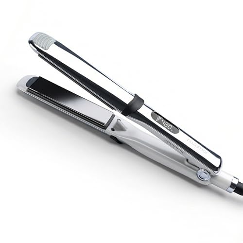 Professional Titanium Flat Iron, 1 1/4" Floating Plates, 2-in-1 Hair