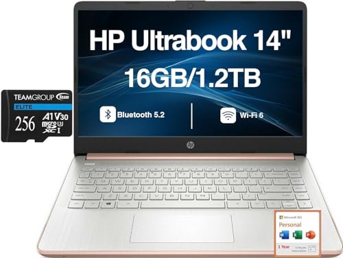 Ultrabook HP 14" Rosa Oro Pantalla HD Celeron N4500 16GB 1TB SSD miniatura 1