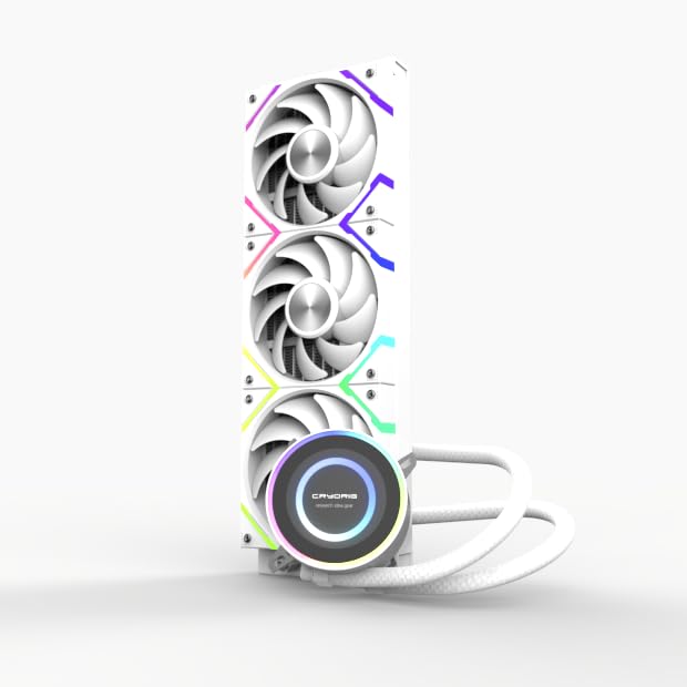 CRYORIG CRYO 360 White AIO Liuquid Cooler, 2.8-inch LCD Display, 360mm ARGB Water Cooling, High-Performance Pressure Fan, Compatible with AM4/AM5, LGA115X/1200/1700/1851
