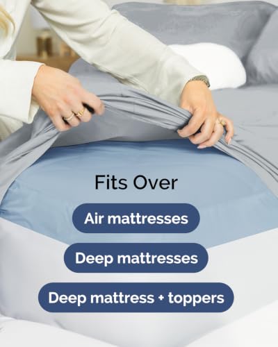 Image of CGK Linens 2 Pack Extra Deep Queen Fitted Sheets - Steel Blue