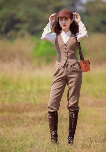 Womens Wool Blend 2 Piece Outfits Sleeveless Blazer Vest Pants Suit Business Set2