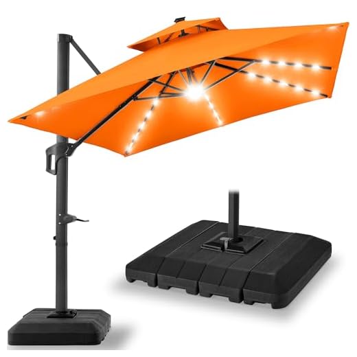 Best orange cantilever umbrella Solar LED Cantilever Patio Umbrella