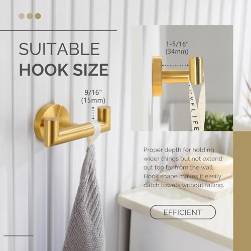 YUET Door Hooks,Double Metal Coat Hooks Wall Mounted, Heavy Duty 10kg Capacity - Image 4
