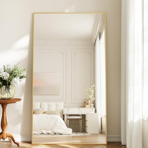 Image of Koonmi 77 inchx38 inch Floor Mirror Full Length, Large Gold Mirror