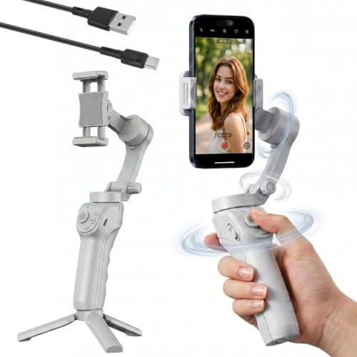 Stabilisateur cardan 3 axes smartphone trépied lumière lampe d'appoint Android iOS