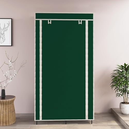 Image of Collapsible Wardrobe Closet for Clothes Almira, 8 Shelves, 1 Side Pocket (Non-Woven Fabric, 76x38x145cm) (7700-2)