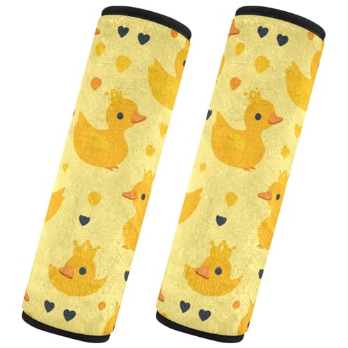 Seat Belt Covers 2 Pack Yellow Duck Car Seat Strap Covers Super Soft Crown Car Seat Neck Cover for Boys Girls Adults Babies M