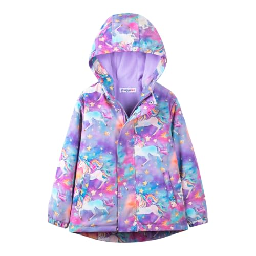 Image of WELAKEN Fleece lined Jackets with Water-Resistance Frabic for Kid's & Toddler II Girl's Rain Jacket & coats