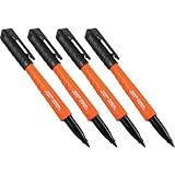 Klein Tools 861014 Skribes Fine Tip Permanent Markers, Black, Hard Hat Clip, Multi-Surface Jobsite Marker for Wet, Dry and Oily Surfaces, 4-Pack