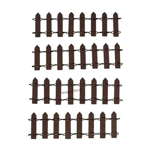 Image of Miniature Fence for Miniature Garden, Fairy Garden Decor, Dollhouse Accessory, Set of 12 Pc, Brown 10 x 3 cm
