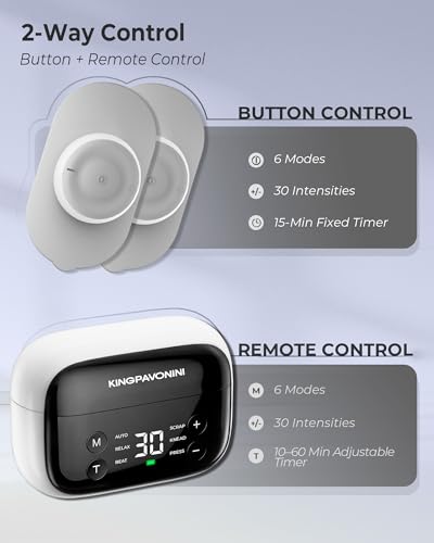 Image of Wireless TENS Unit Muscle Stimulator for Pain Relief Therapy, 2 Units Dual-Channel TENS Machine, 30 Intensities, Pocket-Sized TENS Device for Sciatica Back Pain, Charging Case, Model U13