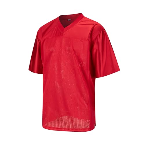Unisex Red Mesh Dry-Fit Soccer Jersey 90s Hip Hop Style